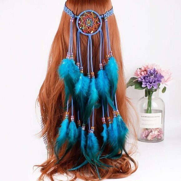 🆕 Dreamcatcher Boho Feather Hippie Hairband Indian Gypsy Headband Tassel NWT - Picture 3 of 5